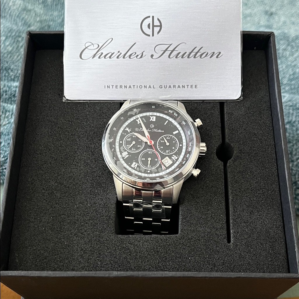 Charles Hutton Stainless Steel Chronograph Watch - Black Dial